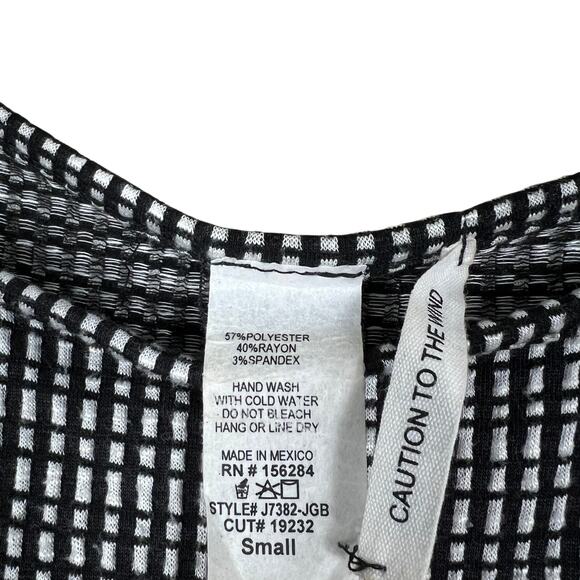 Caution to the Wind Bodysuit Womens S Black White Checker Print 90s Clean Girl - Picture 5 of 5